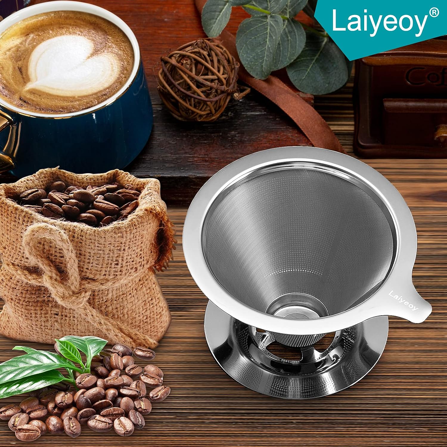 Pour Over Coffee Dripper, Slow Drip Paperless Coffee Filter, Stainless Steel Pour Over Coffee Maker for Single Cup