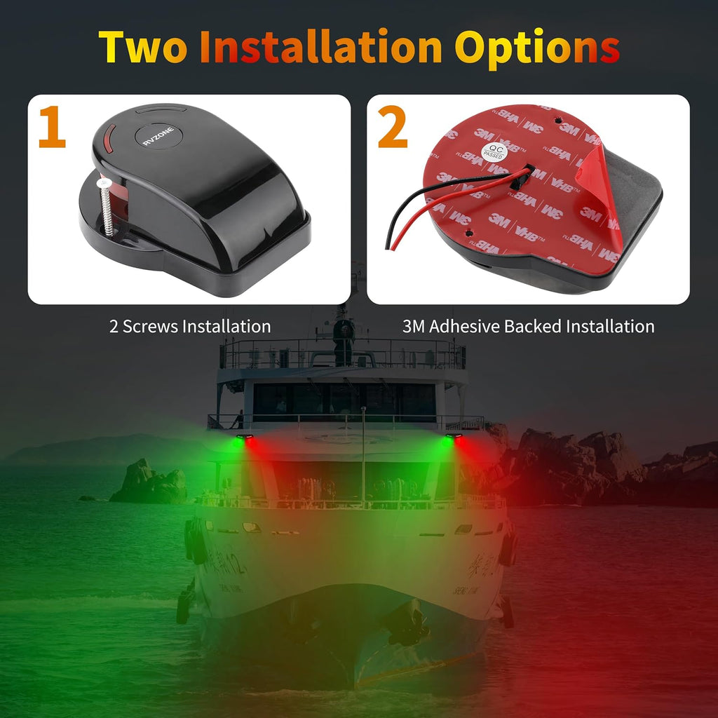 RVZONE Boat Navigation Lights, Red Green LED Bow Lights for Boats, IP67