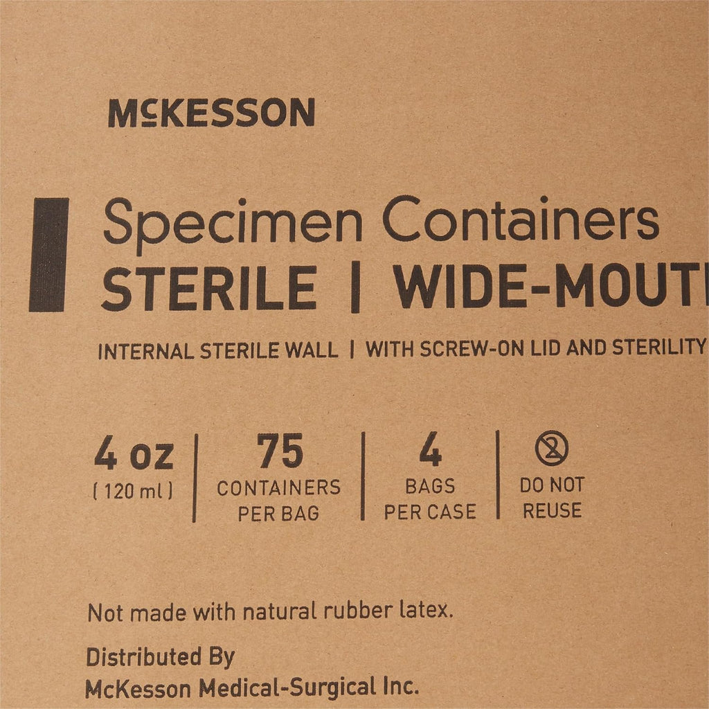 Specimen Containers, Sterile, Pneumatic Tube Systems, Wide-Mouth, 4 oz, 300 Count
