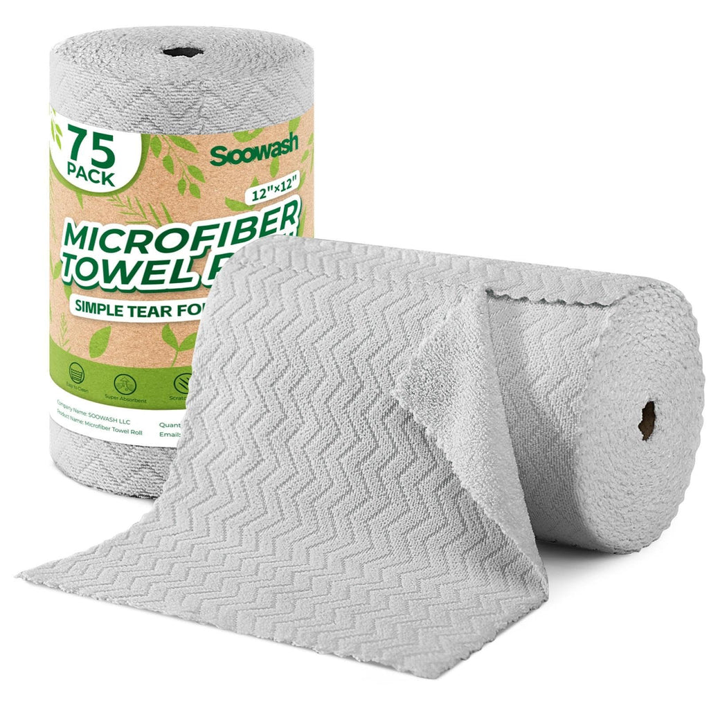 Microfiber Cleaning Cloths Roll 75 Pack 12x12 Inch Lint Free