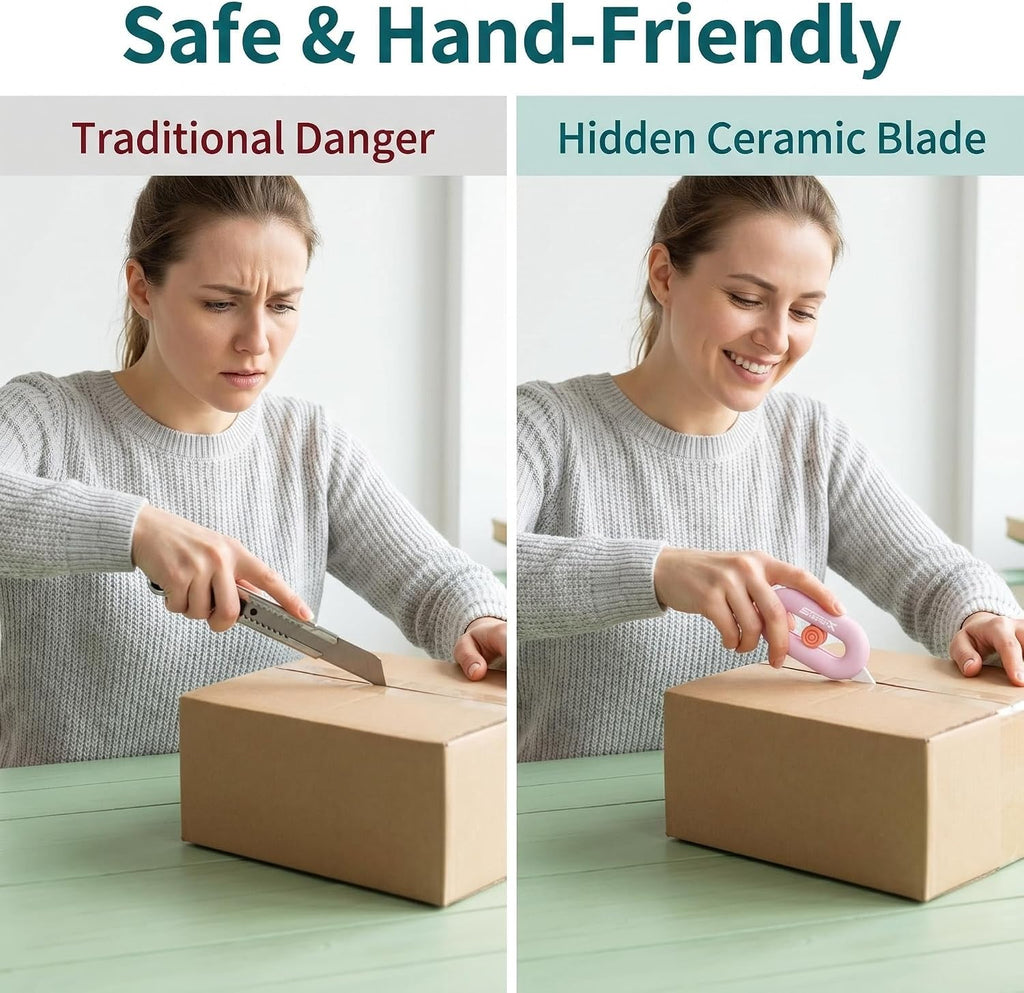 Box Cutter Retractable, Box Opener, Ceramic Box Cutter, Built-In Magnetic, Mini Box Cutter, Safety Box Cutter, Cute