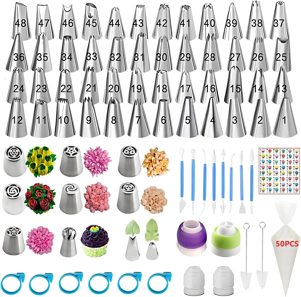 Piping Bags and Tips Set, 130 Pcs Baking Supplies