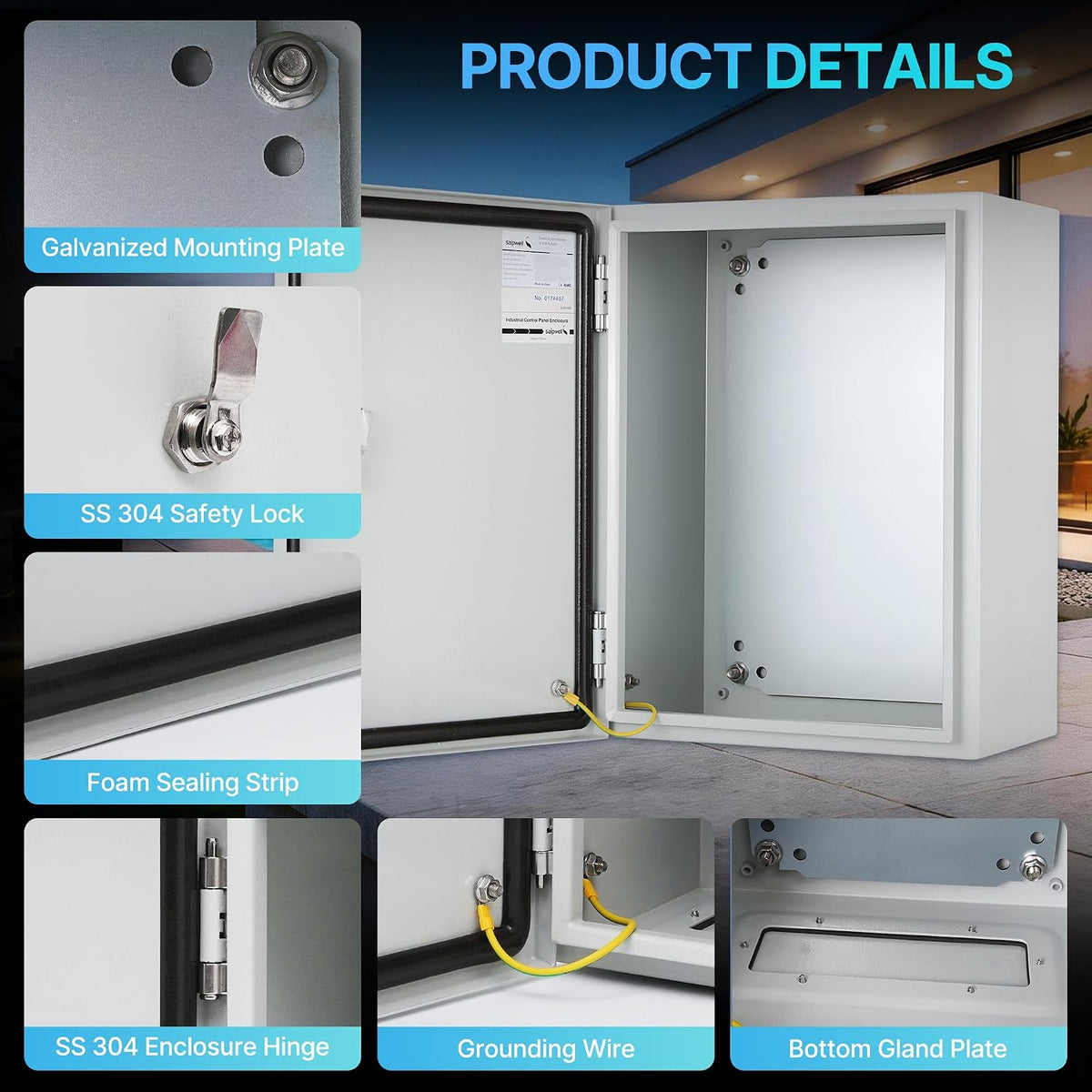 16x12x8 NEMA 4X Electrical Enclosure Metal Outdoor Enclosure Box