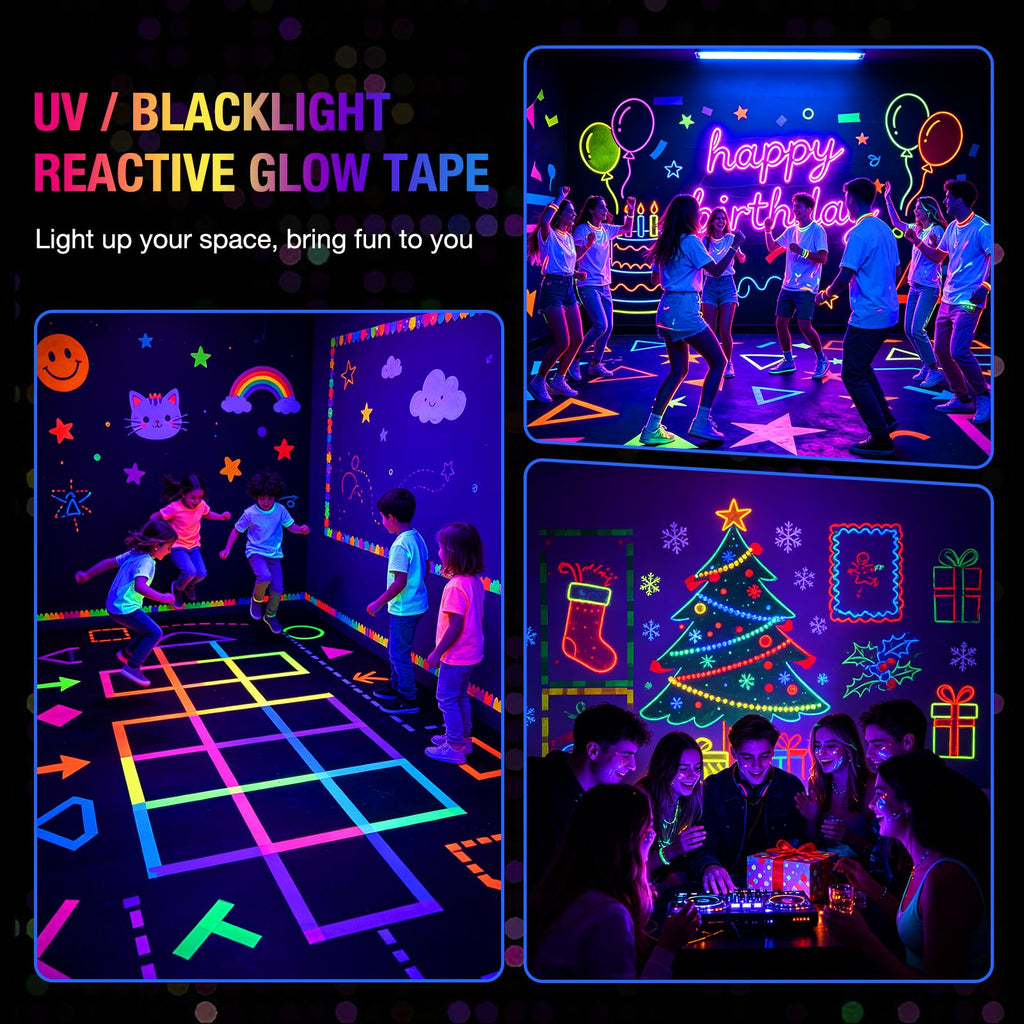6-Pack 1in x 32.8ft Neon Gaffer Tape, Strong & Fluorescent Glow