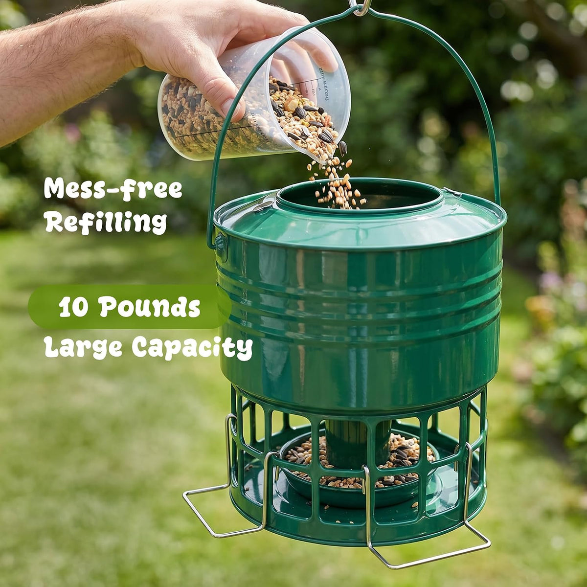 8-10LBS Squirrel Proof Metal Wild Bird Feeder with 32 Feeding Holes, Jasper