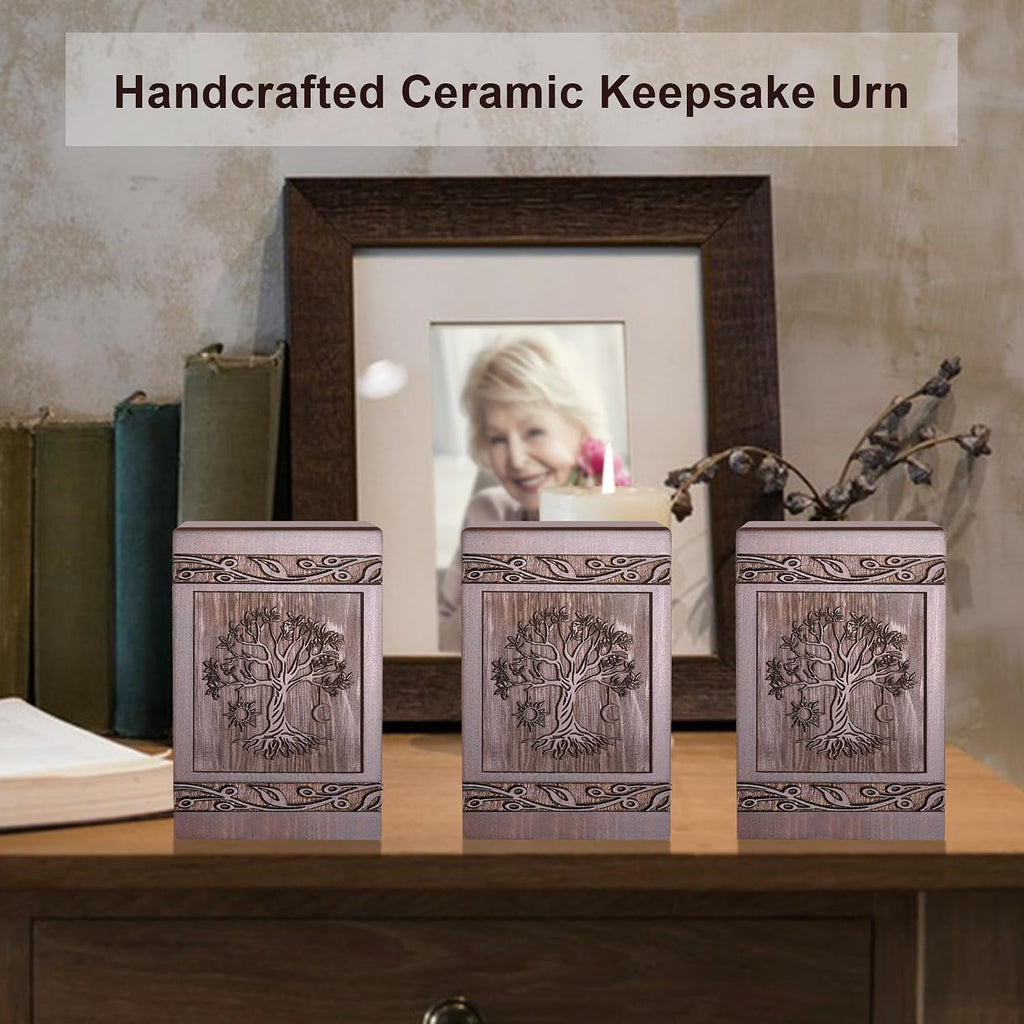 Small Keepsake Sharing Urn for Ashes-Wooden Mini Urn 20 Cubic Inches