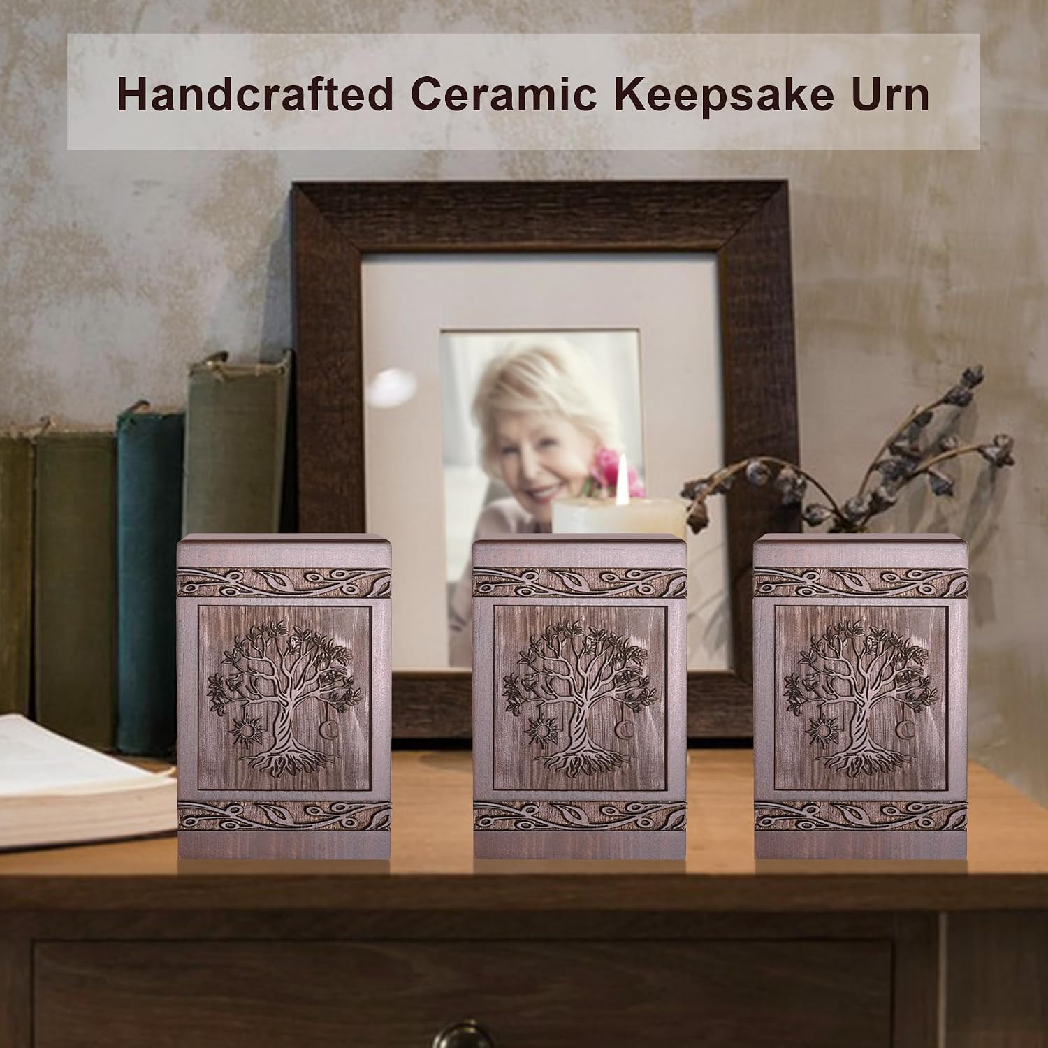 Small Keepsake Sharing Urn for Ashes-Wooden Mini Urn 20 Cubic Inches