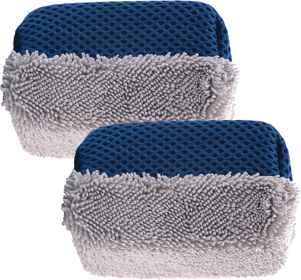 Tire Shine Applicator Sponges for Car Detailing, 2 Pack | Multi-Purpose, Mesh, Microfiber, and Non-Soak-Through Liner