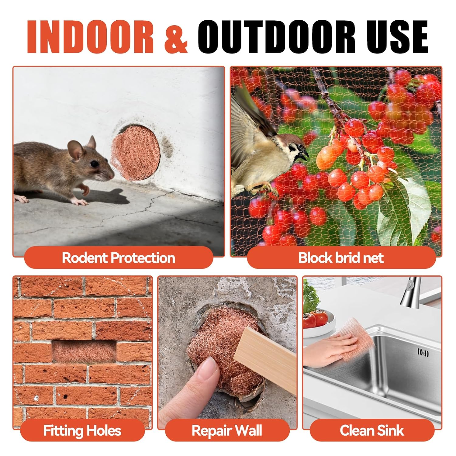 8" x100ft Pure Copper Mesh Rodent Control, Hole Filler for Mice & Rats | Ideal For Slug, Snail, And Mice Control.
