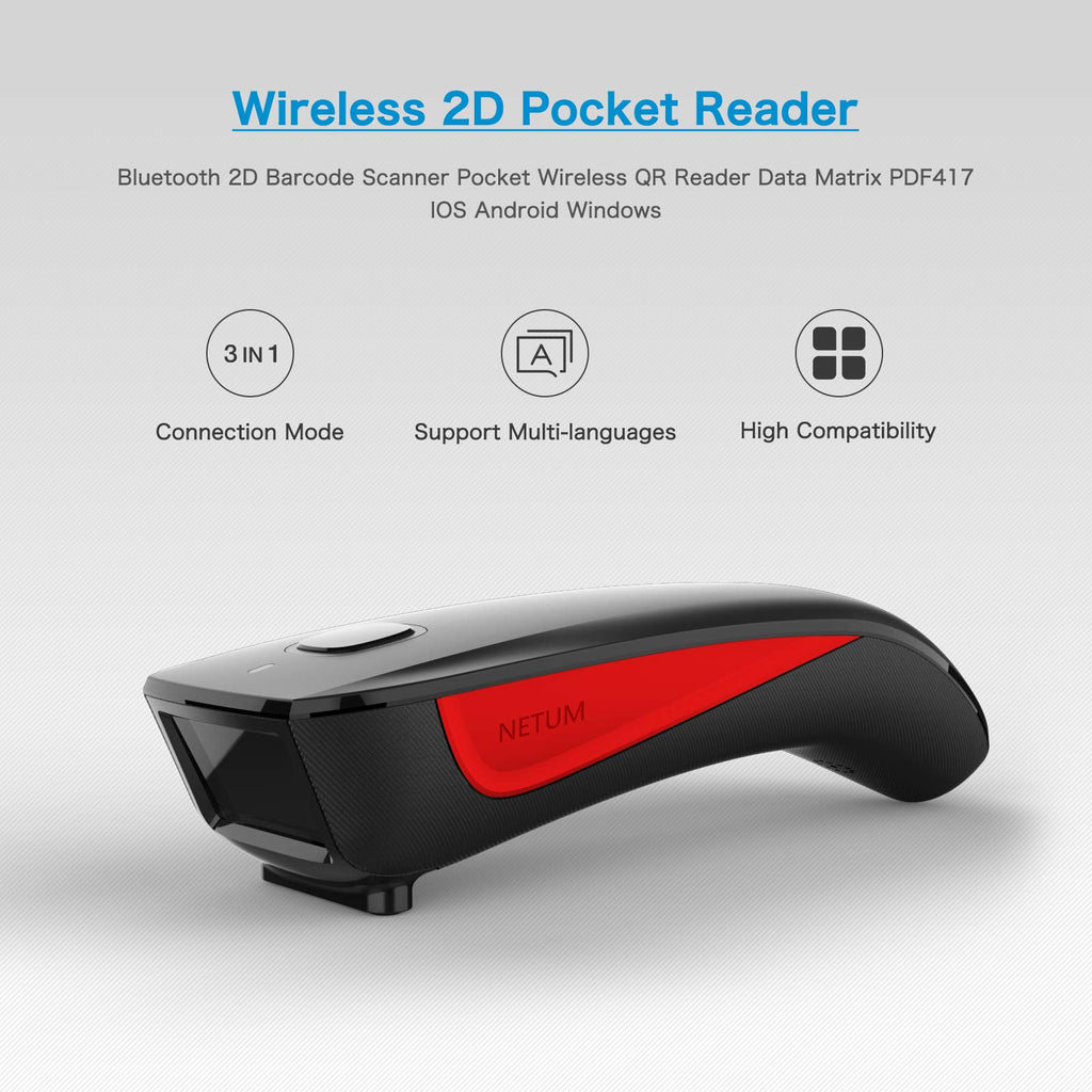 Mini Barcode Scanner Bluetooth Compatible, Portable Bar Code Reader