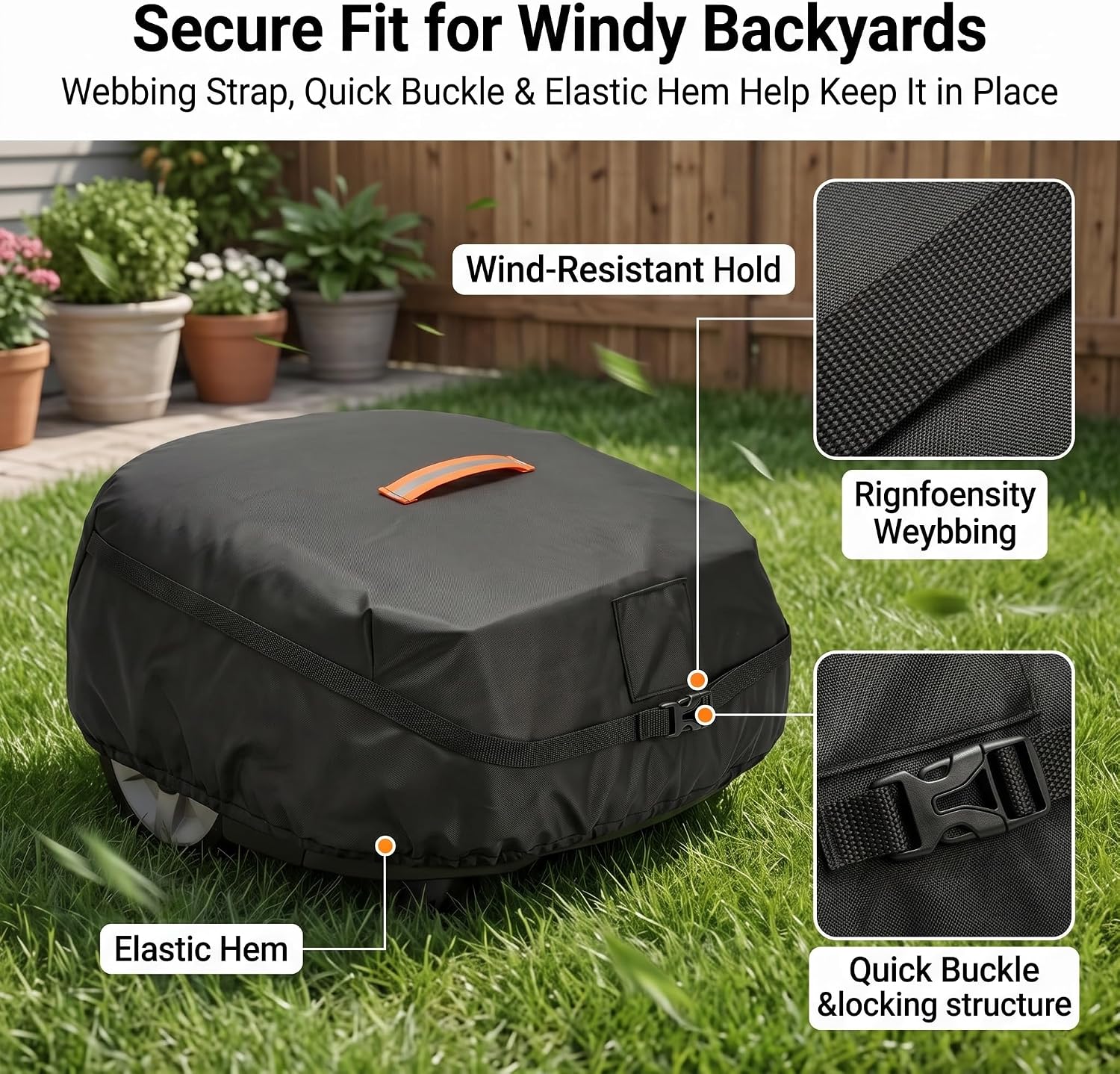 Robot Lawn Mower Cover Waterproof, 420D Heavy Duty Cover for Robotic Mowers | 420D waterproof fabric, backyard