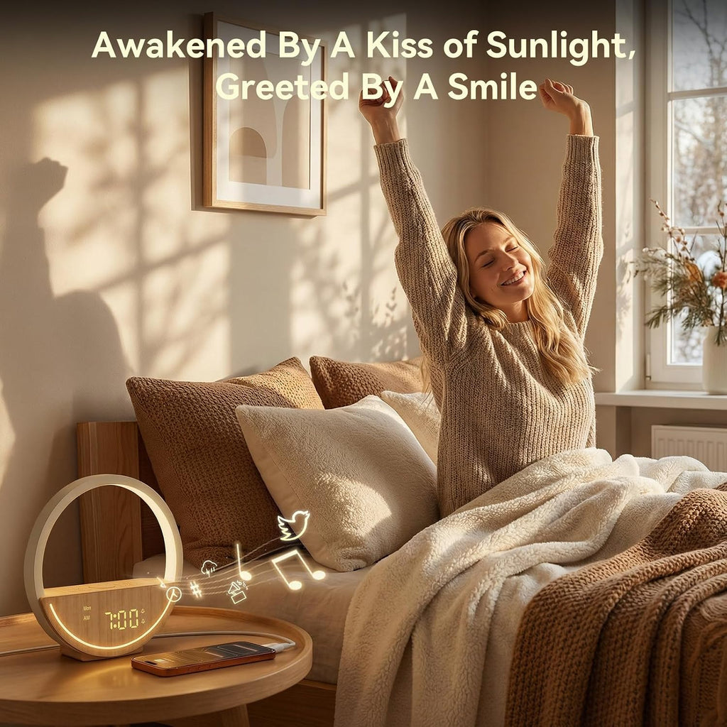 Sunrise Alarm Clock White Noise Sound Machine for Bedroom | Gentle Wake Up Light with 20 Soothing Sounds Sleep Aids