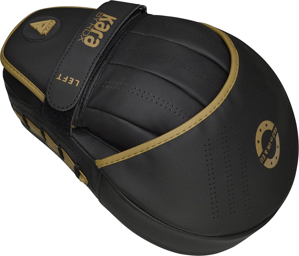 Boxing Pads Curved Focus Mitts, Maya Hide Leather Kara Hook and jab Training Pads, Adjustable Strap Ventilated, MMA