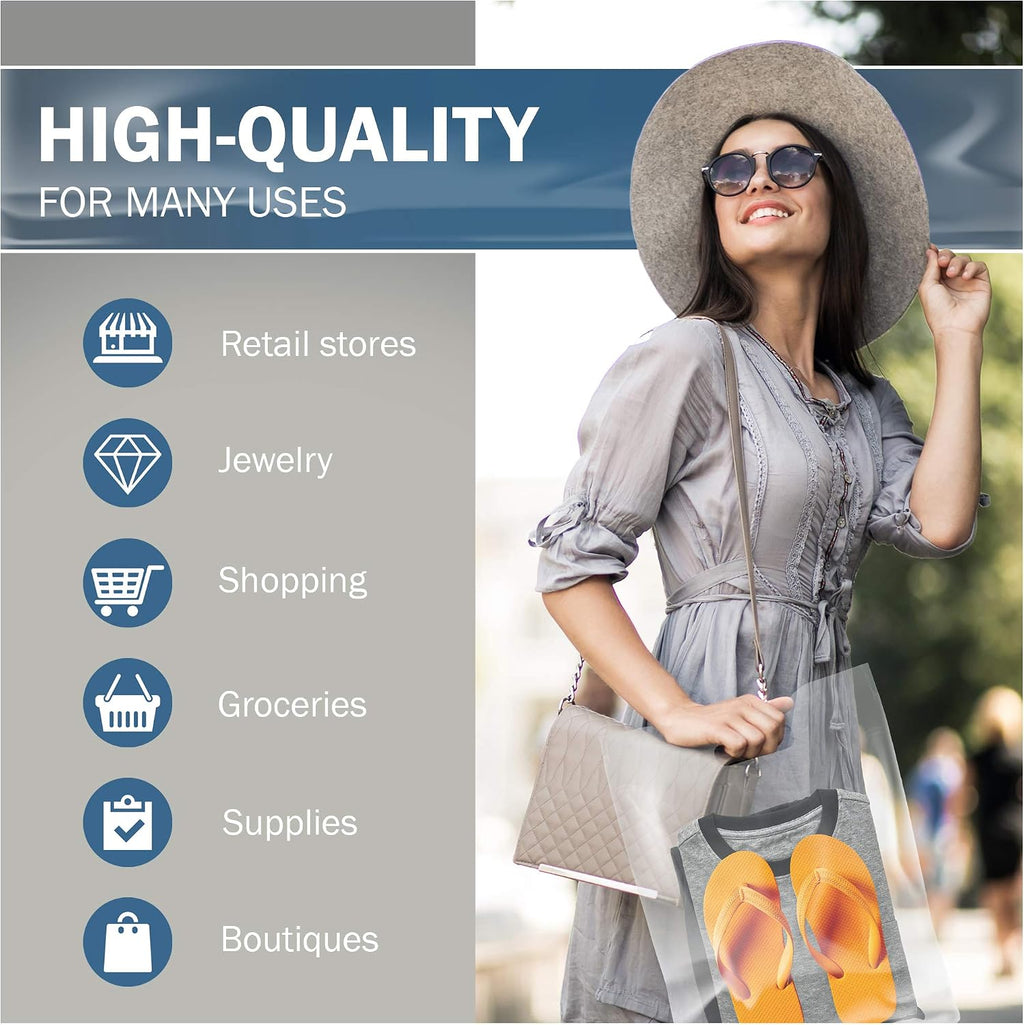 20x24 Clear Plastic Bags, Extra Large, Glossy Finish, 2 Mil Thick, 100 Pack