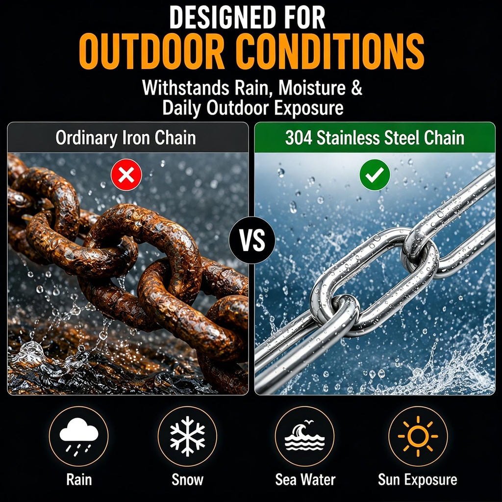 ElaraBerry 1/4 Inch x 25 ft 304 Stainless Steel Welded Link Chain