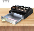 16" Cash Drawer for Small Business - Stainless Steel Front Panel, Removable Cash Tray, Electronic Cash Box