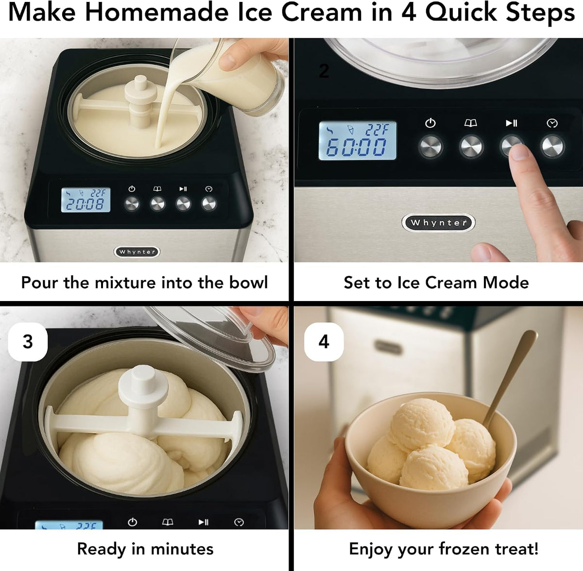 Upright Automatic Ice Cream Maker, 2.1 Qt, ICM-201SB