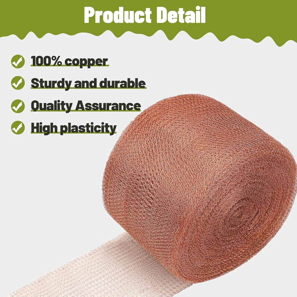 Copper Mesh Roll for Mice Rodent Rat, Sturdy 5'' x 33Ft & 8'' x 33Ft Copper Wool Mouse Trap Hole Filler for Bat Snail