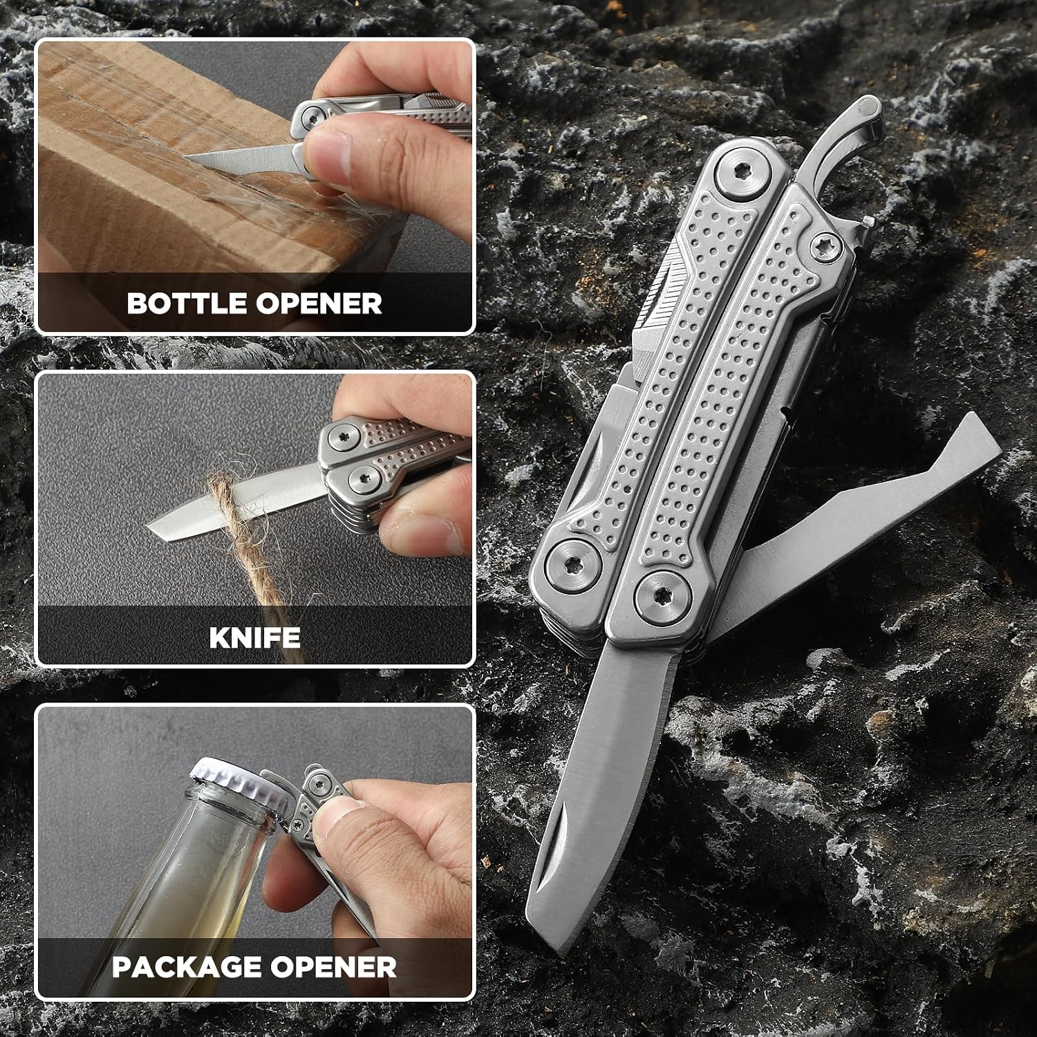 VIRENKNIFE Multitool, 11-in-1 Mini EDC Multitool, Gifts for Men,Stainless Steel Multi Tool Pliers with Pocket Knife