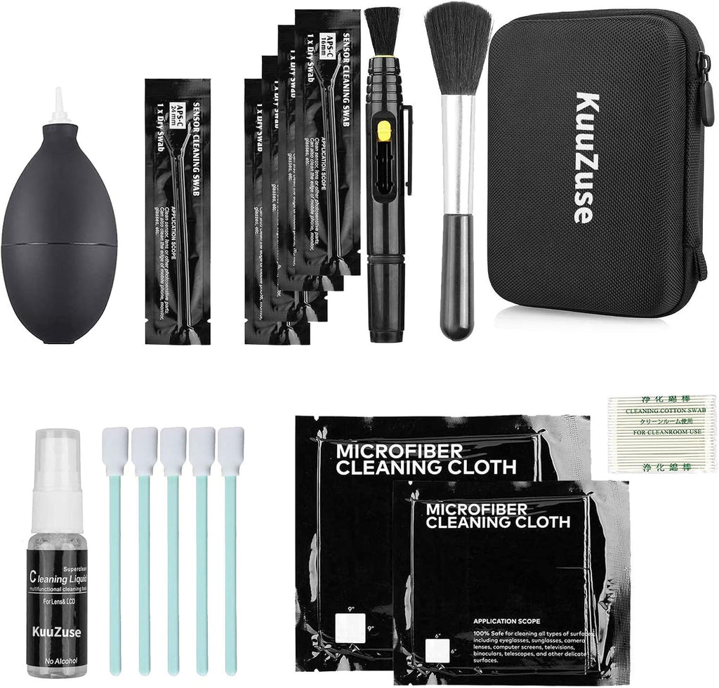 Professional DSLR Camera Cleaning Kit with APS-C Cleaning Swabs, Microfiber Cloths, Camera Cleaning Pen, for Camera
