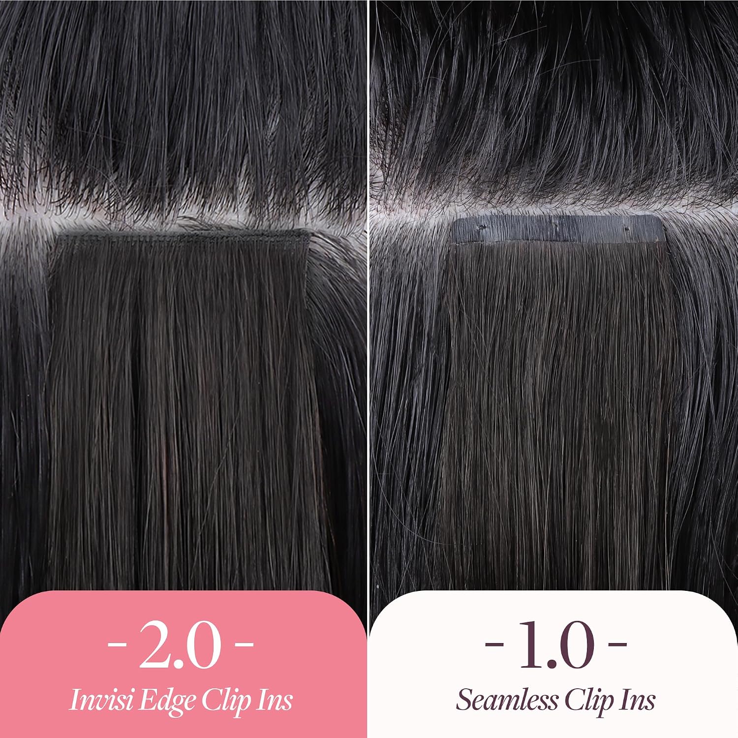 Invisi Edge Clip in Hair Extensions 18inch 130g 7Pcs Injected Seamless PU Clip in Hair Extensions, Virgin Real Human