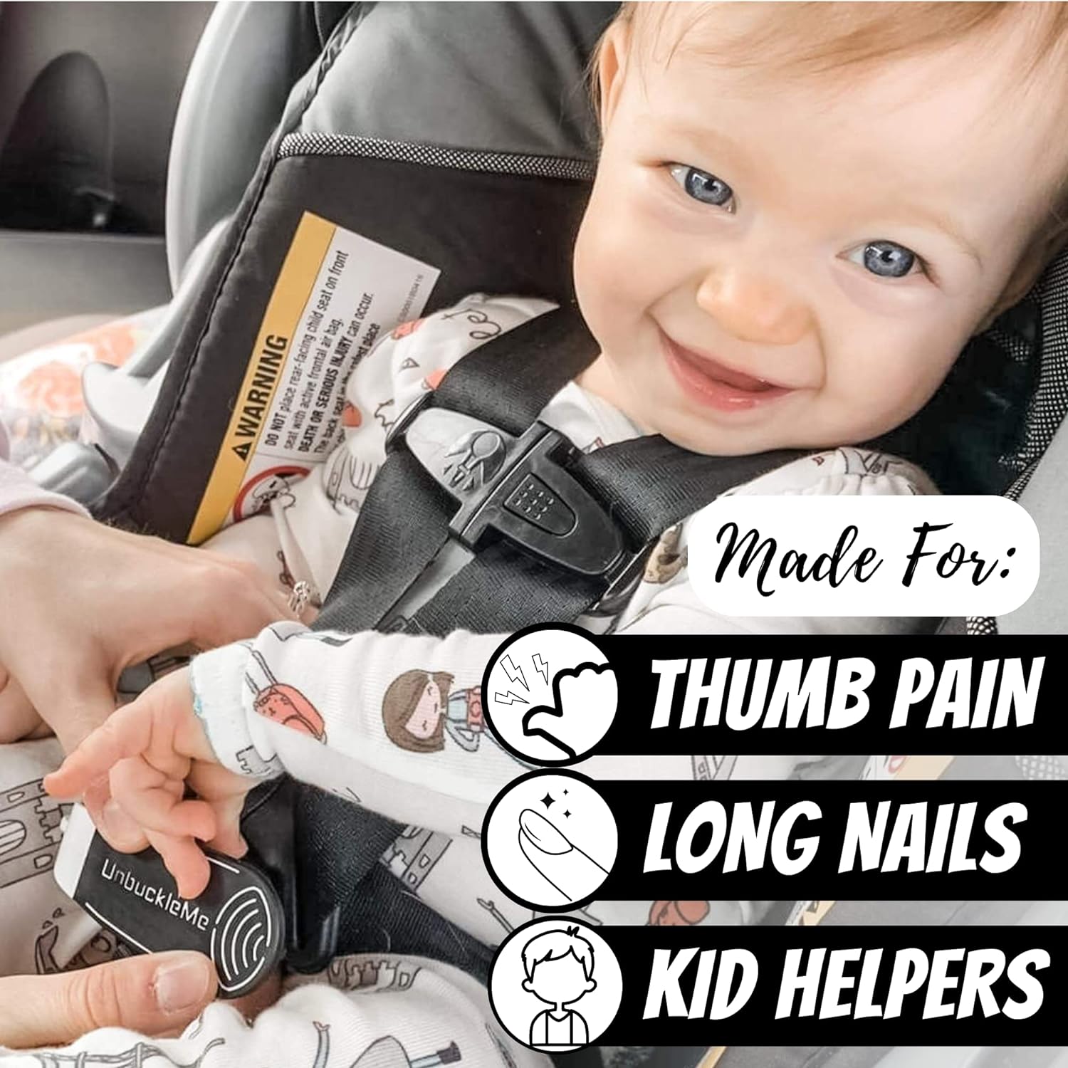 Car Seat Buckle Release Tool - Easy Opener Aid for Arthritis, Long Nails, Older Kids - Button Pusher for Infant