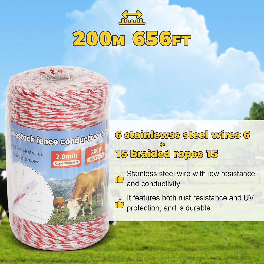 Electric Fence Charger 12V Input to 12KV Output, 2 Joule, 120 Acre Plug-in Electric Fence Energizer for Wildlife