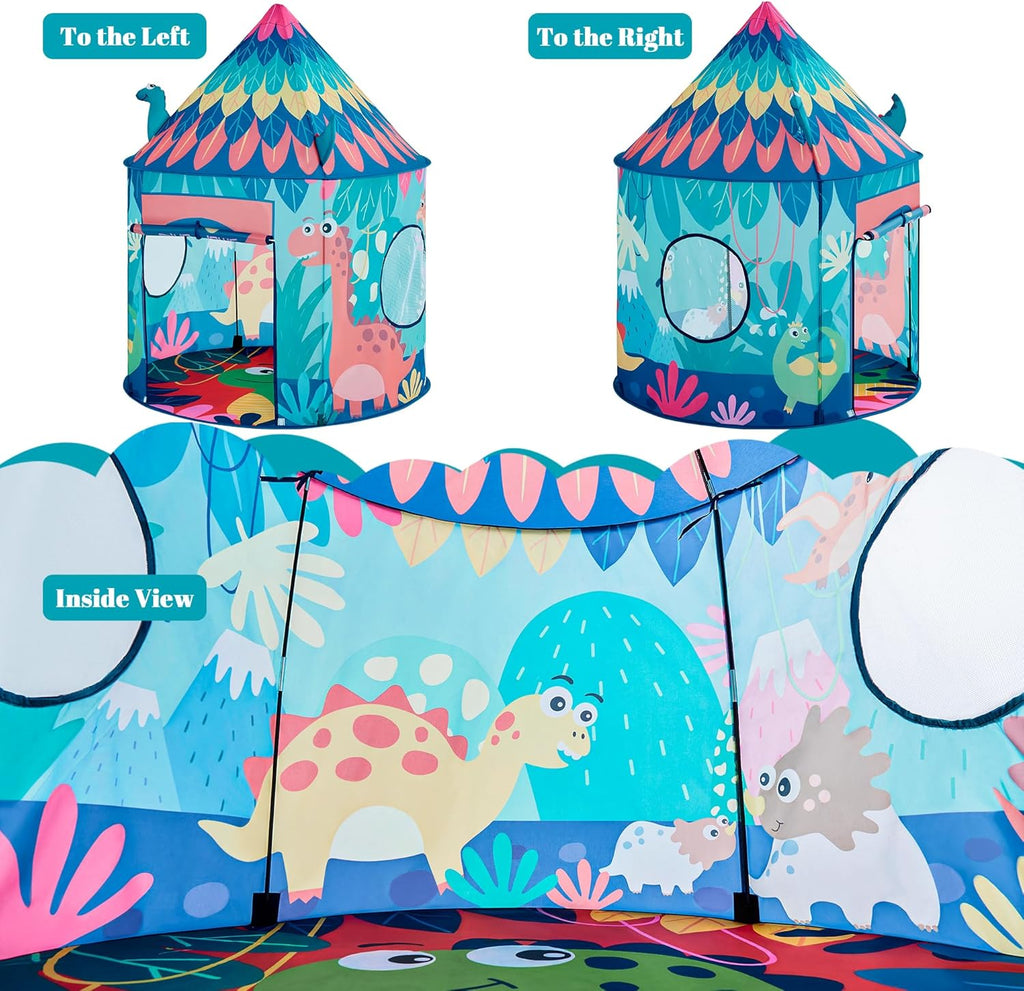 Dinosaur Kids Play Tent, Foldable Pop Up Tent Kids, Castle Kid Tent Indoor Outdoor Fun & Imagination, Toddler Tents