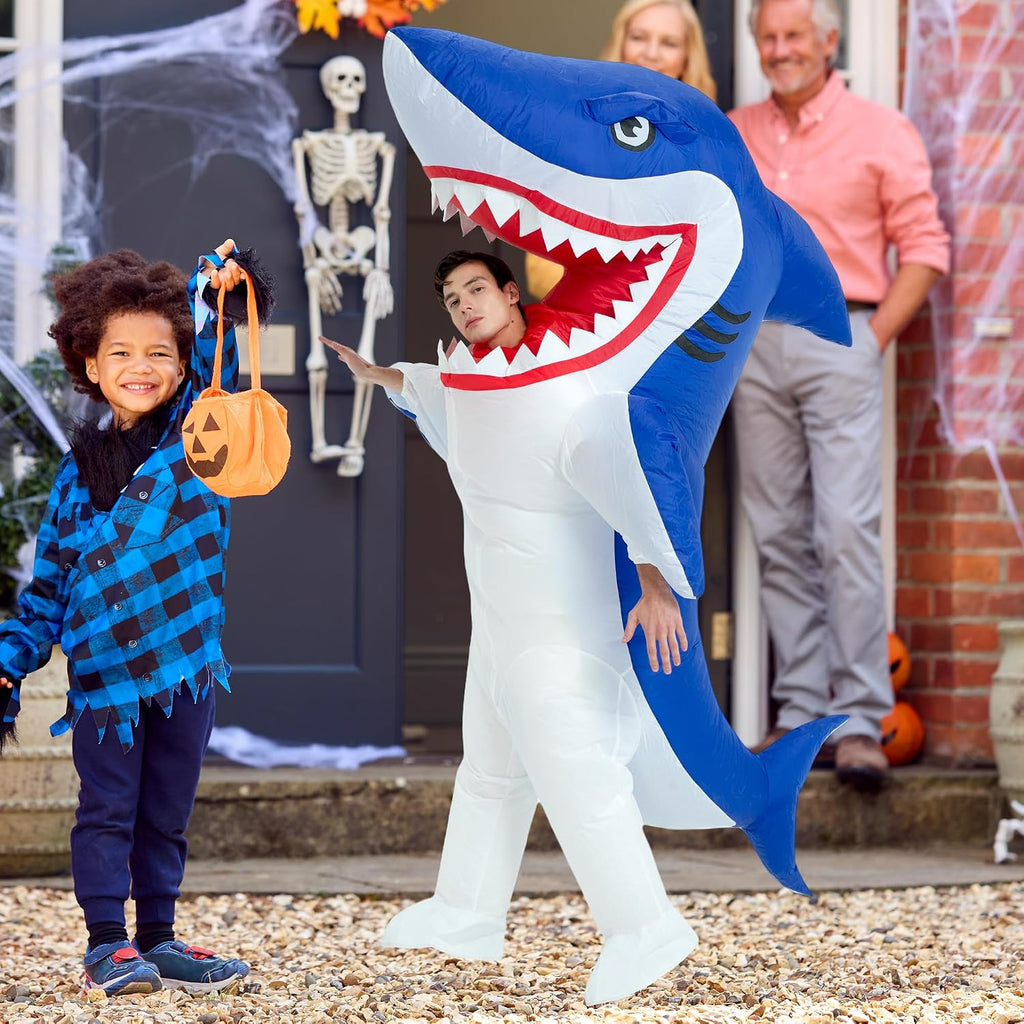 Halloween Inflatable Costume Adult,Blow Up Full Body Shark Suit Men Women