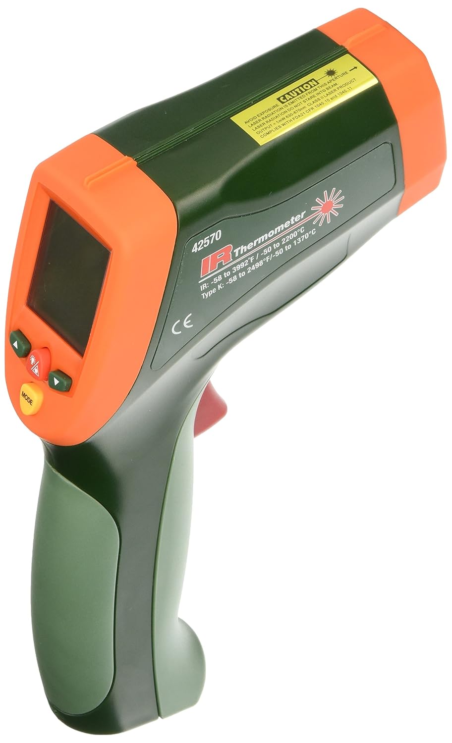 Extech 42570 Dual Laser Infrared Thermometer, 50:1, Type K