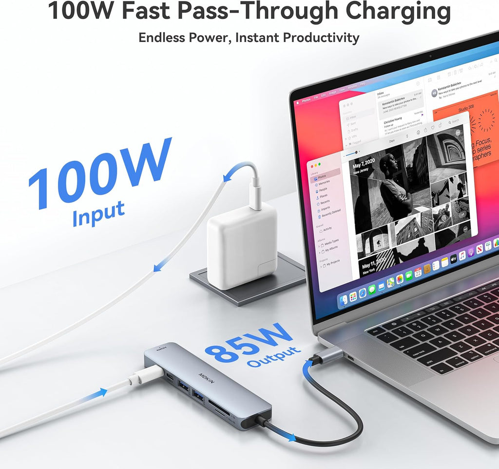 USB C Hub HDMI Adapter for MacBook Pro/Air, MOKiN 7 in 1 USB C Dongle with HDMI, SD/TF Card Reader, USB C Data