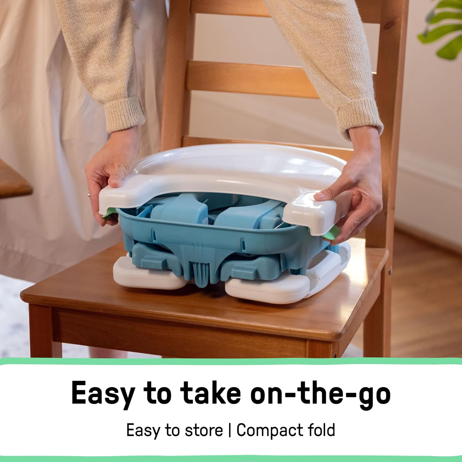 Deluxe Comfort Booster Seat for Kitchen Chair, Compact Fold, Portable, Lightweight, Toddler Booster Seat for Dining
