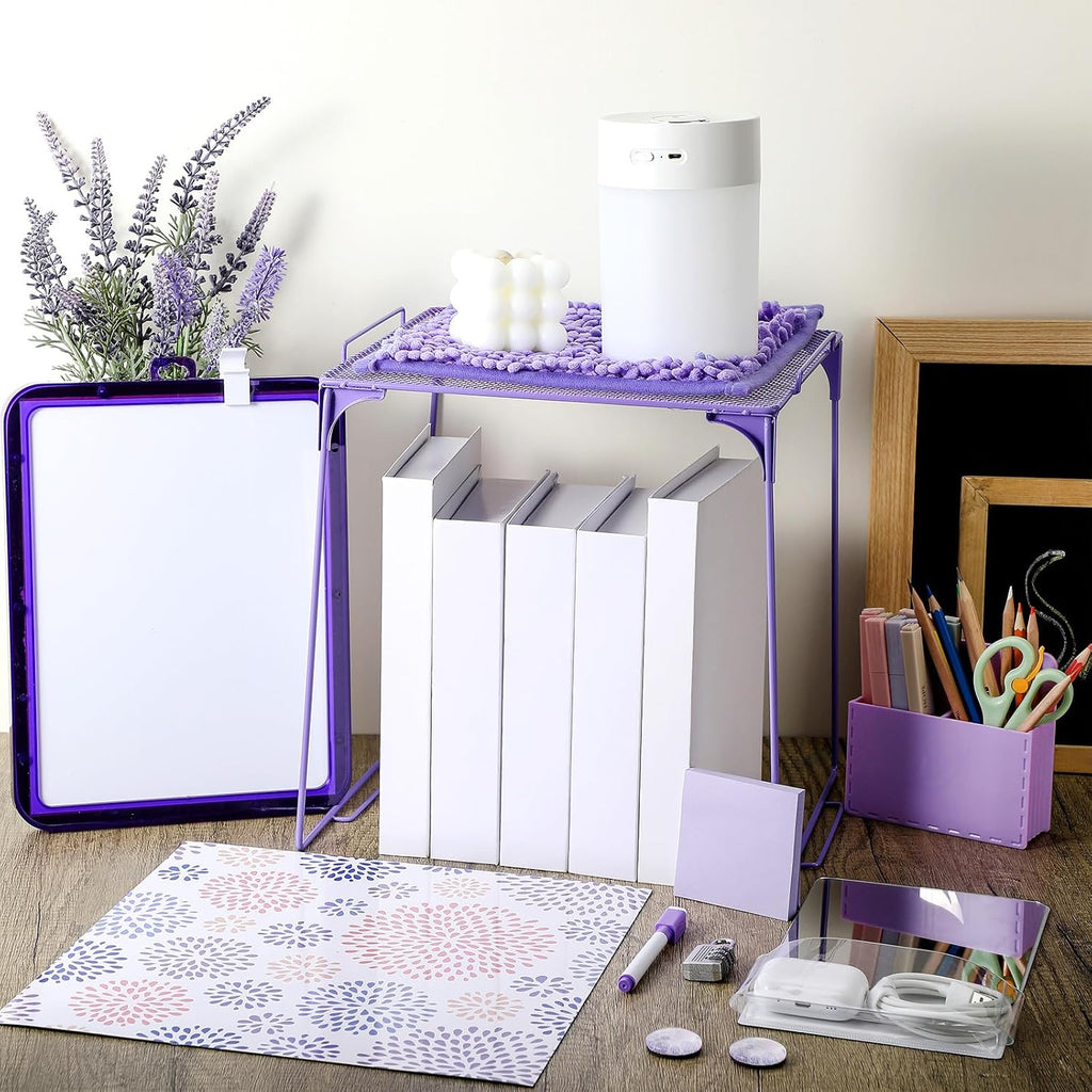 19 Pcs Purple Locker Accessories Kit Back to School Locker Decors | Purple Locker Decorations with Magnetic Mirror