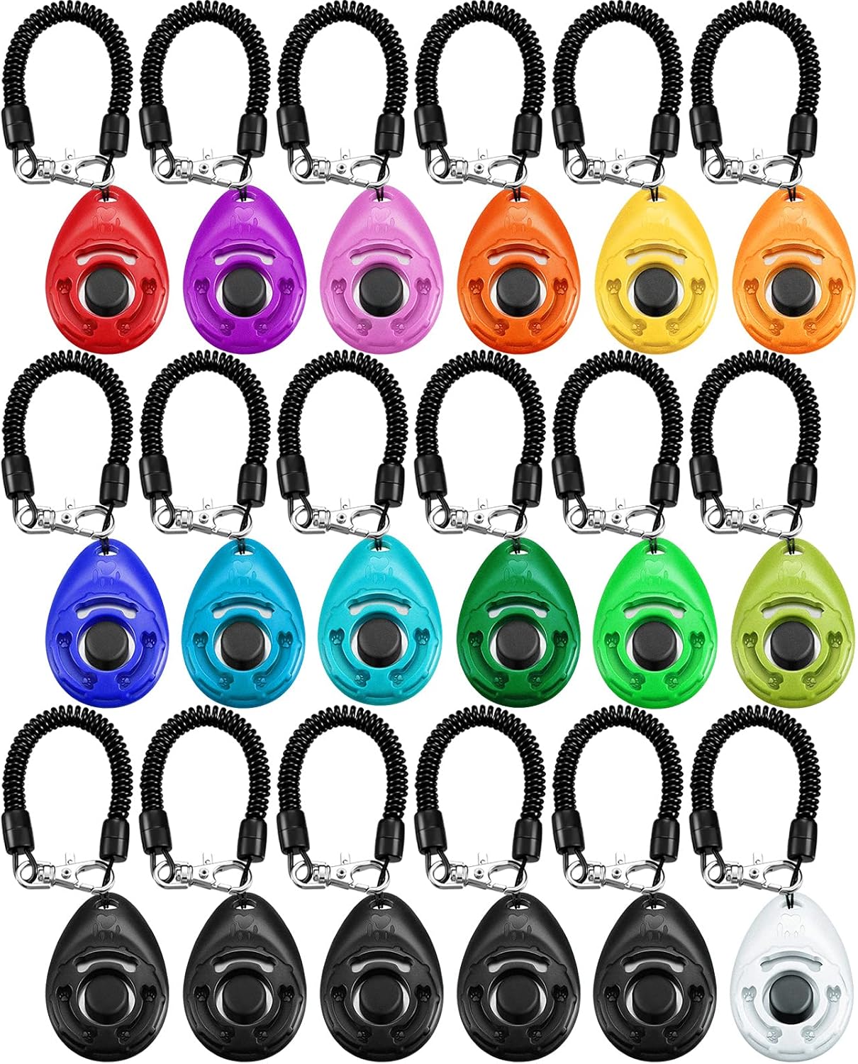 18 Pieces Dog Training Clicker, Pet Behavioral Training Clickers with Wrist Strap for Dogs Cats Puppy Birds