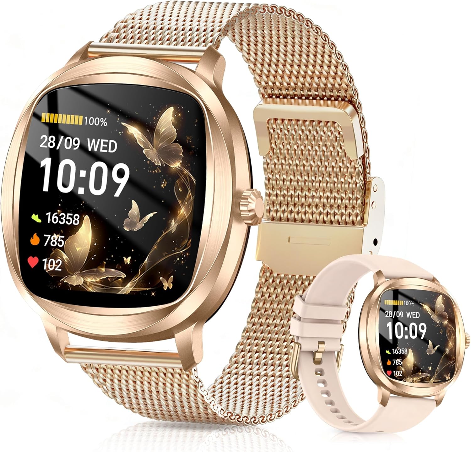 Smart Watch for Women, 1.72" Fitness Tracker with Answer/Make Calls, Sleep/Heart Rate Monitor, Smartwatch for Android