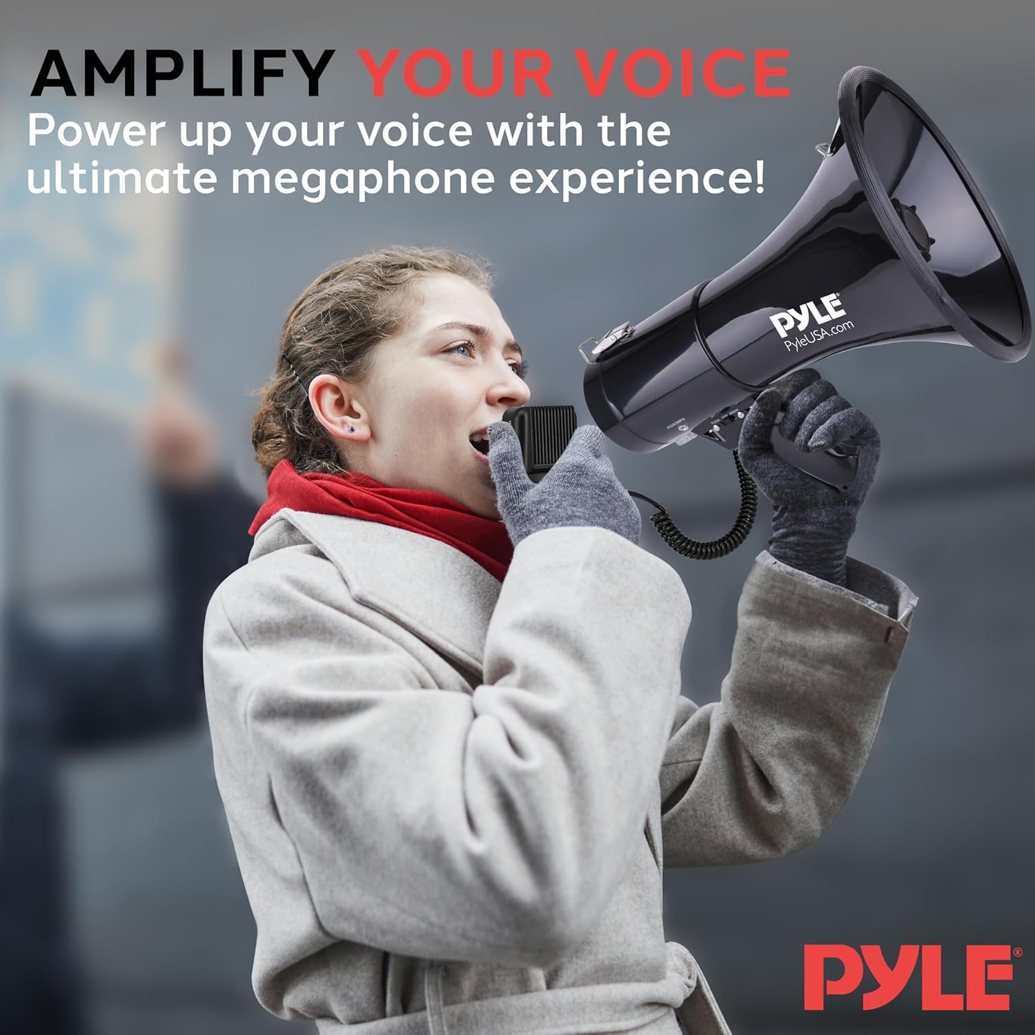50W Megaphone Speaker PA Bullhorn - Built-in Siren, Adjustable Volume Control, 35mm Aux Input, 1554 Meters Range