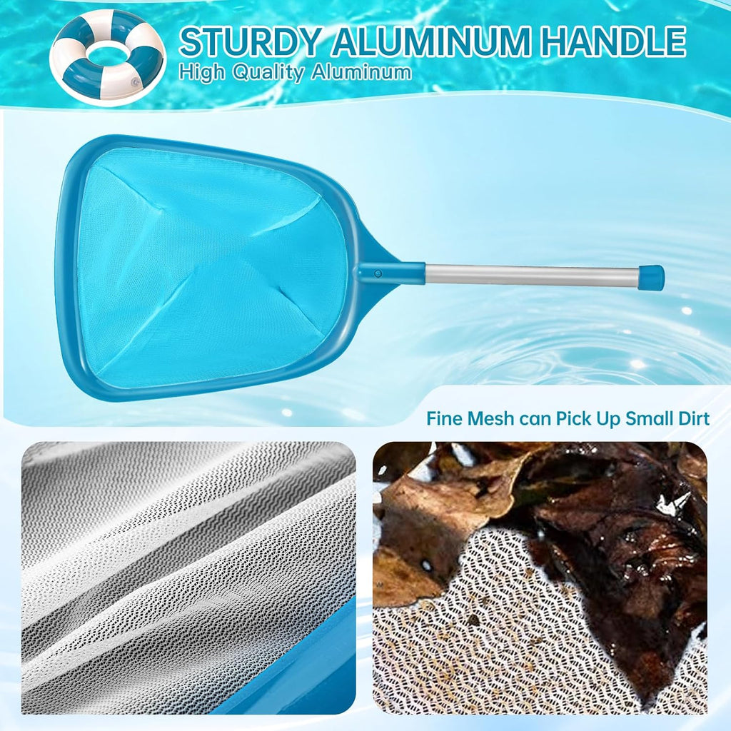 Pool Net, Professional Swimming Pool & Hot Tub Skimmer Net Accessories, Pool Leaf Rake Cleaning Tool with Pole, Fine
