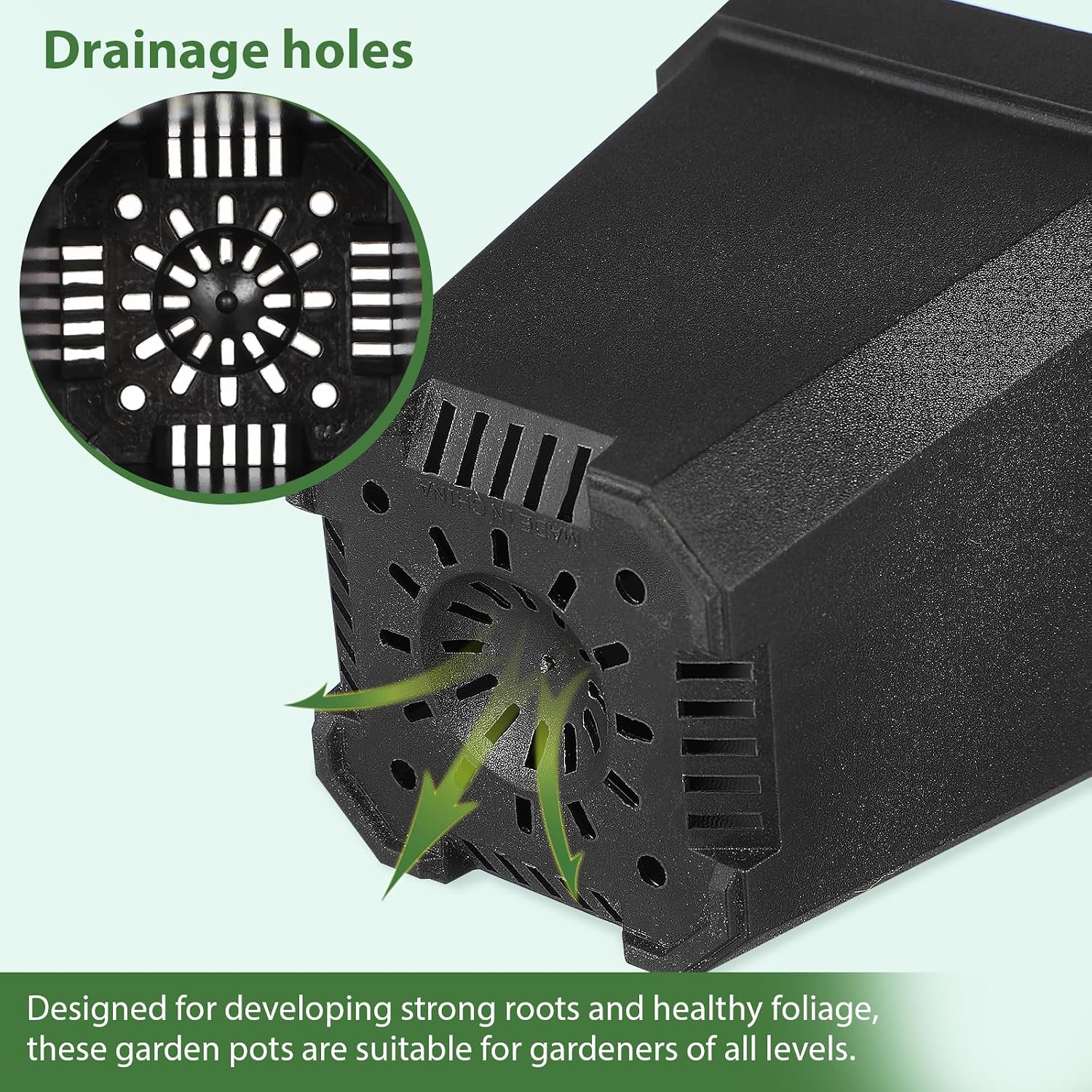 Black Plant Nursery Pots: 5Pcs Seeding Starter Pots, 3 Square Nursery Pot with Humidity Dome, Plastic Plant Container