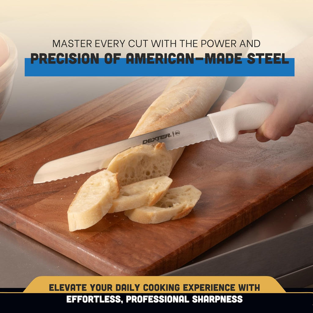 8" Scalloped Bread Knife | 31603 | High-Carbon Stainless Steel Blade with White Polypropylene Handle | NSF Certified