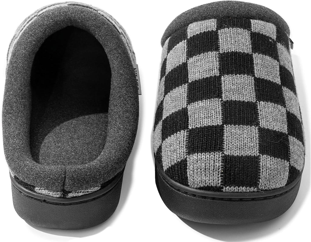 Mens Womens Slippers Classic Plaid Winter Warm with Memory Foam Fluffy House Shoes Platform Indoor Bedroom