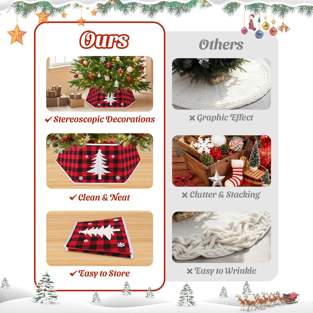 Christmas Tree Collar, 26’’ Christmas Tree Skirt Decorations Stand, Foldable Willow Skirt Ring for Artificial Trees