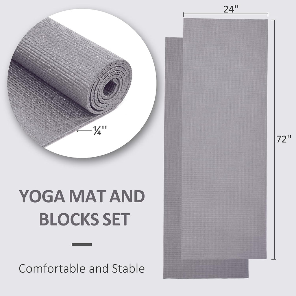 Signature Fitness All Purpose 0.25 Inch Thick High Density No Tear Exercise Yoga Mat with Strap & Lightweight