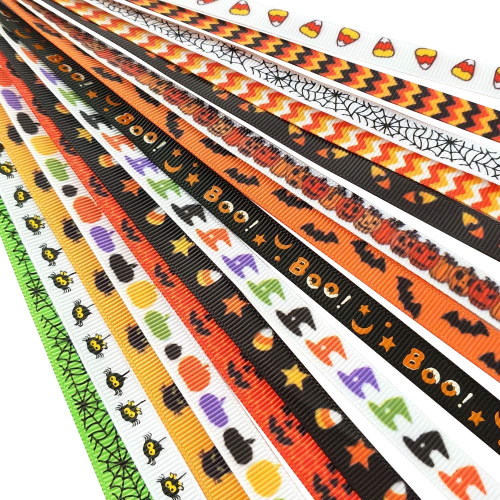 Assorted 15 Yards 3/8" (10mm) Grosgrain Ribbon DIY Craft Accessory Halloween Ribbons