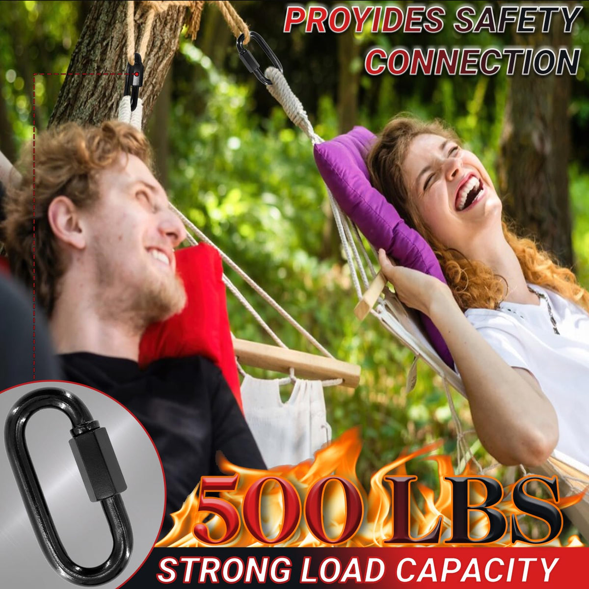 100PCS 1.95IN Quick Link,Heavy Duty Locking Carabiner,Black