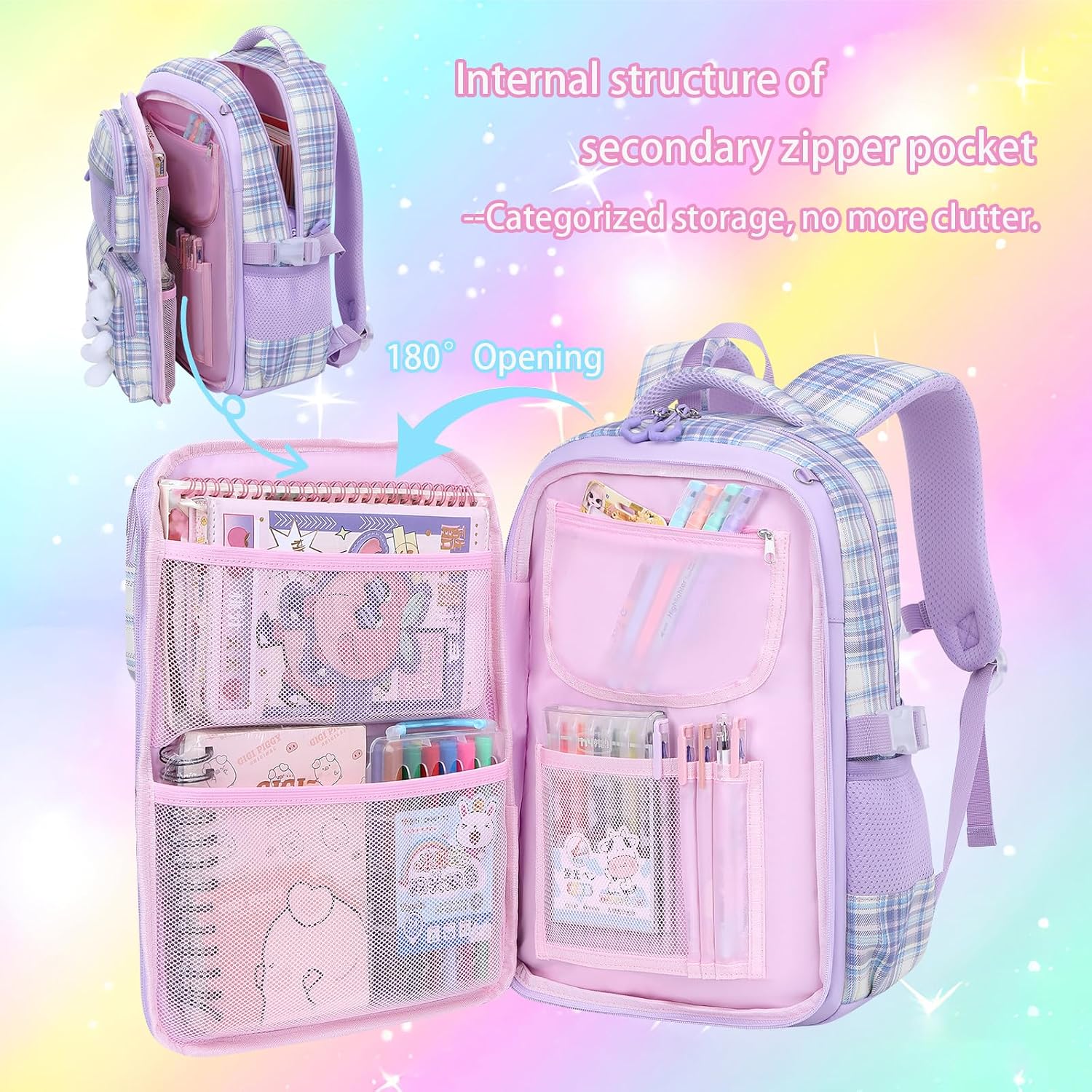 Girls Backpack Set,Cute Kids School Backpack For Girls,Childrens Schoolbag For Elementary Primary
