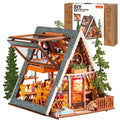 DIY Miniature Forest Tiny House Kit-A-Frame Cabin with LED Lights