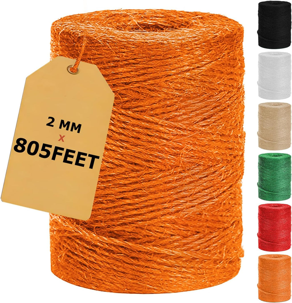 805FT Orange Natural Jute Twine String Rope Cord