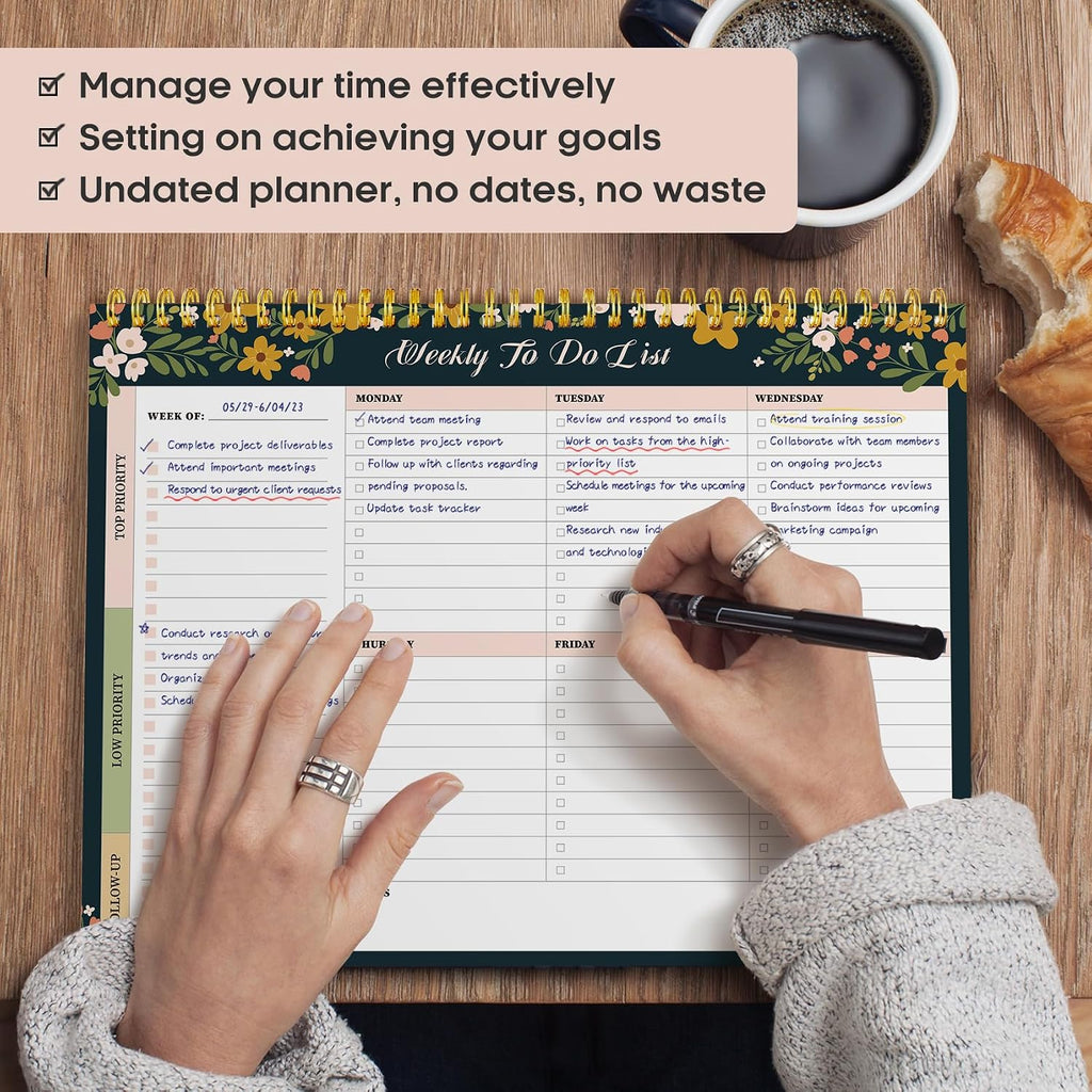 Weekly To Do List Notepad with 52 Undated Sheets（8.5"×11"）- Weekly Desk Planner for Women & Man, Work and Home - 1