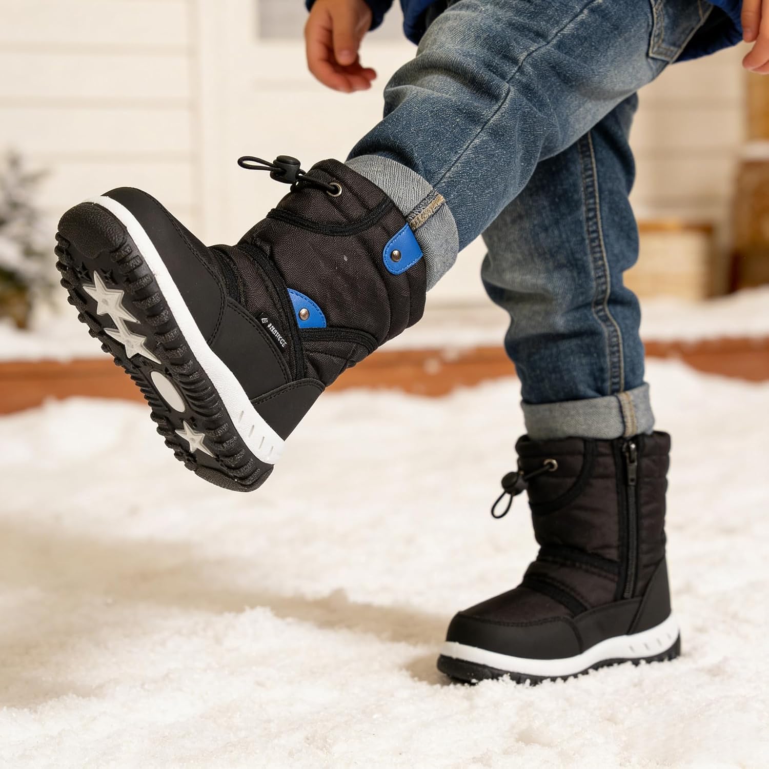 Kids Outdoor Winter Snow Boots, Warm Fur Lined | Waterproof Oxford Upper,Moisture-resistant Exterior,Non-Slip TPR