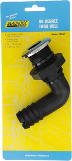 Seachoice 90-Degree Thru-Hull Connector, Fits 1-1/8 in. ID Hose, 1-3/8 in. Max Hull,White